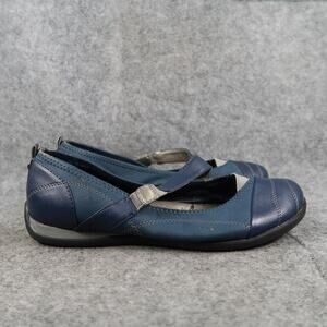Life Stride Shoes Womens 8W Mary Jane Casual Comfort Flats Elastic Strap Blue